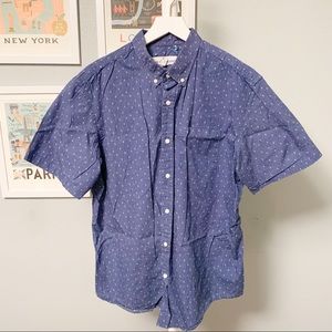 Old Navy Blue Anchor Print Button Down Shirt, XL